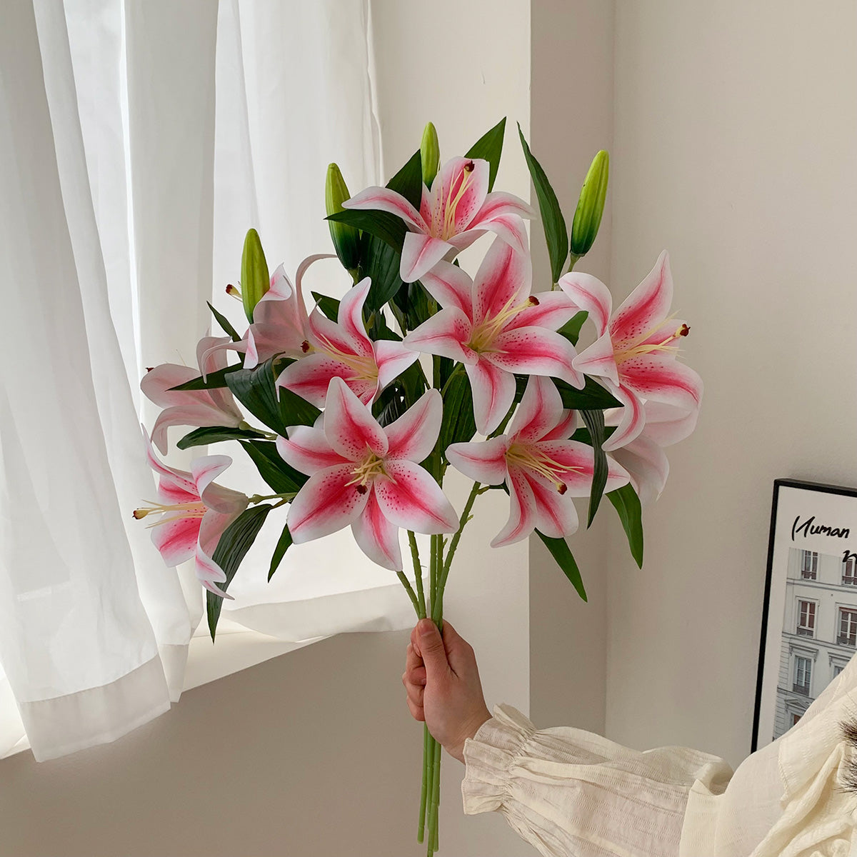 Luxury Real Touch Oriental Lily Stem | Lifelike F-aux Stargazer Lily