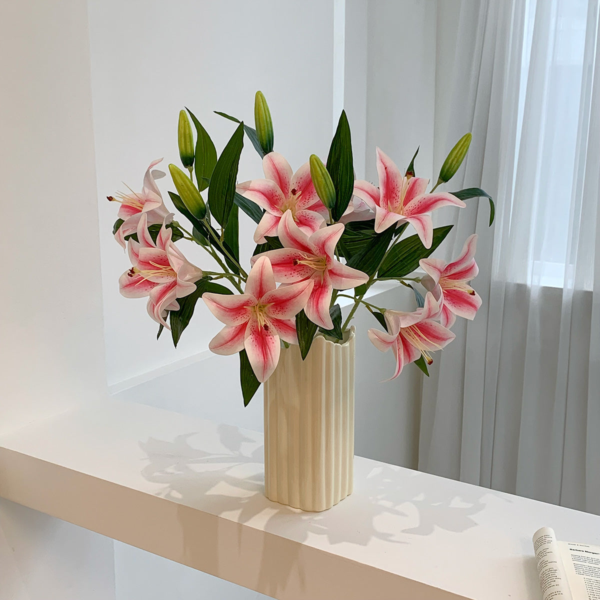 Luxury Real Touch Oriental Lily Stem | Lifelike F-aux Stargazer Lily
