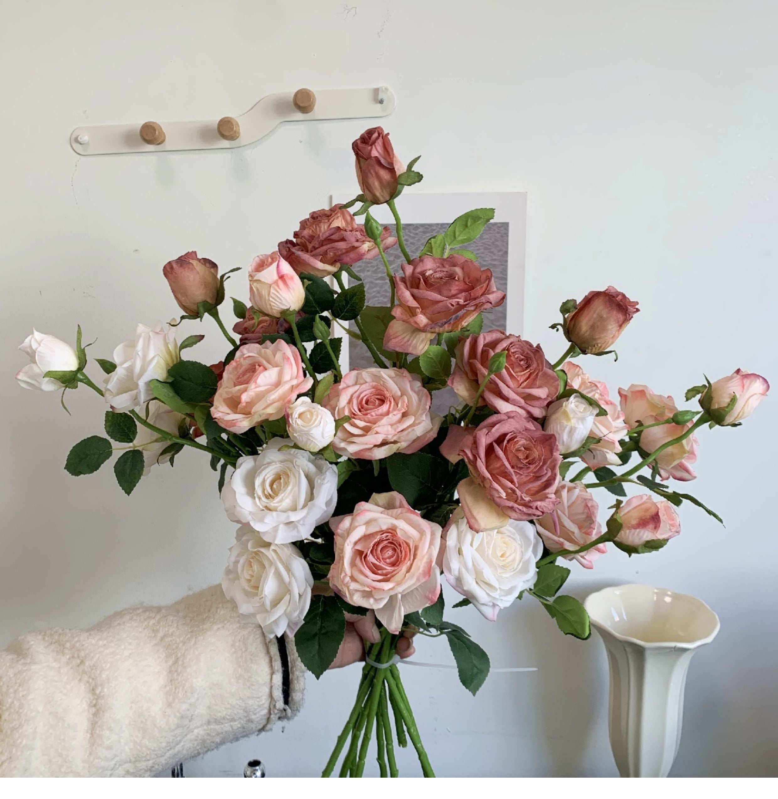 Realistic English Rose Spray | Multi-Head Faux Rose Stem for Bouquets