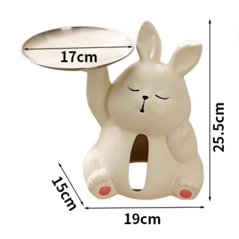 Product parameter chart for a ceramic bear and rabbit-shaped tissue box cover with dimensions.