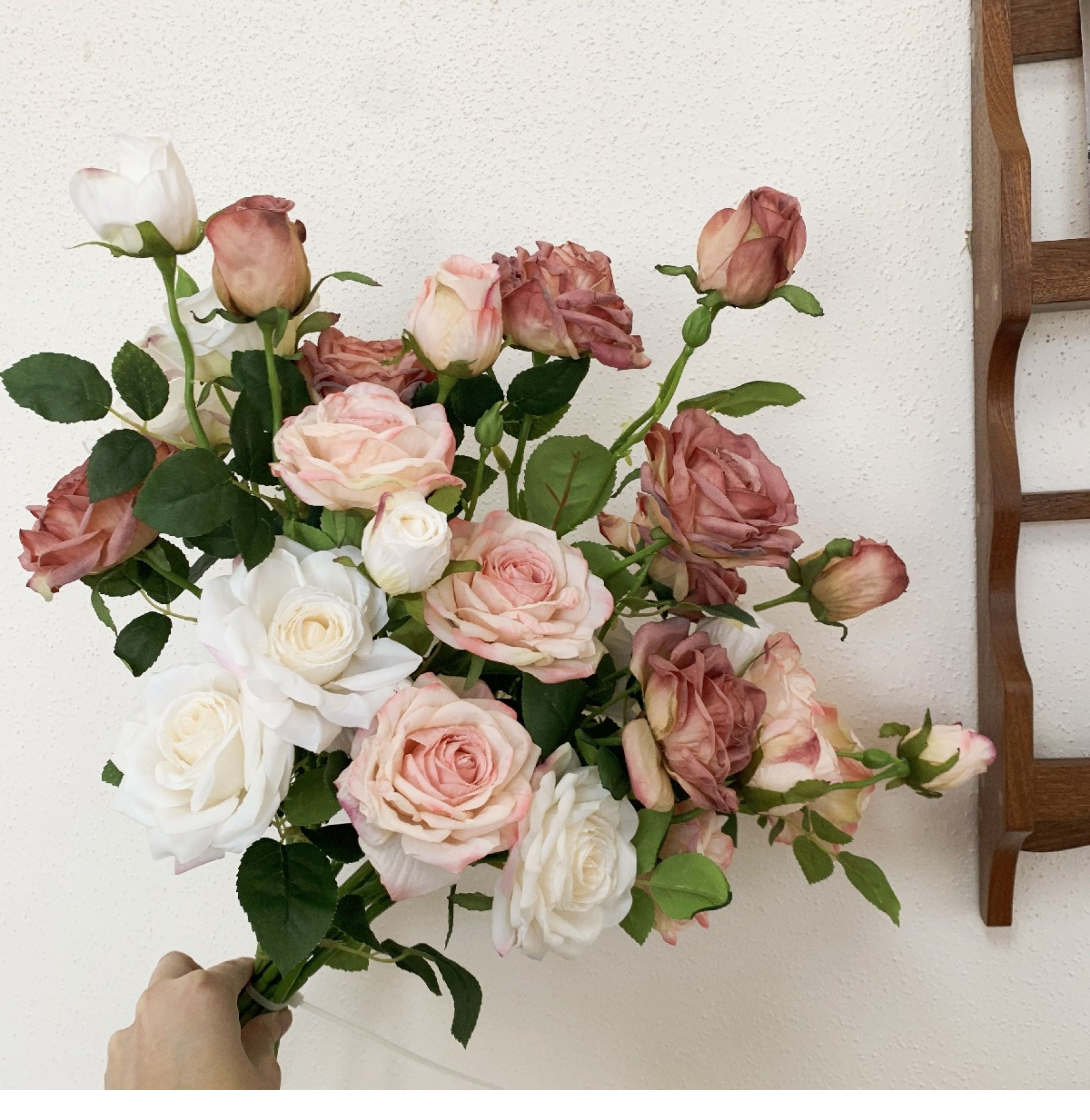 Realistic English Rose Spray | Multi-Head Faux Rose Stem for Bouquets