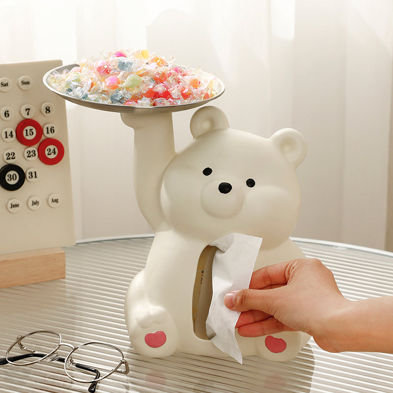 2-in-1 Cute Animal Tissue Box Cover with Valet Tray | Desk & Entryway Organizer