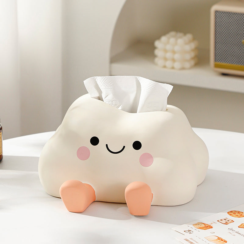 Cute Cloud Tissue Box Cover with Phone Stand | Kawaii Desk Accessory