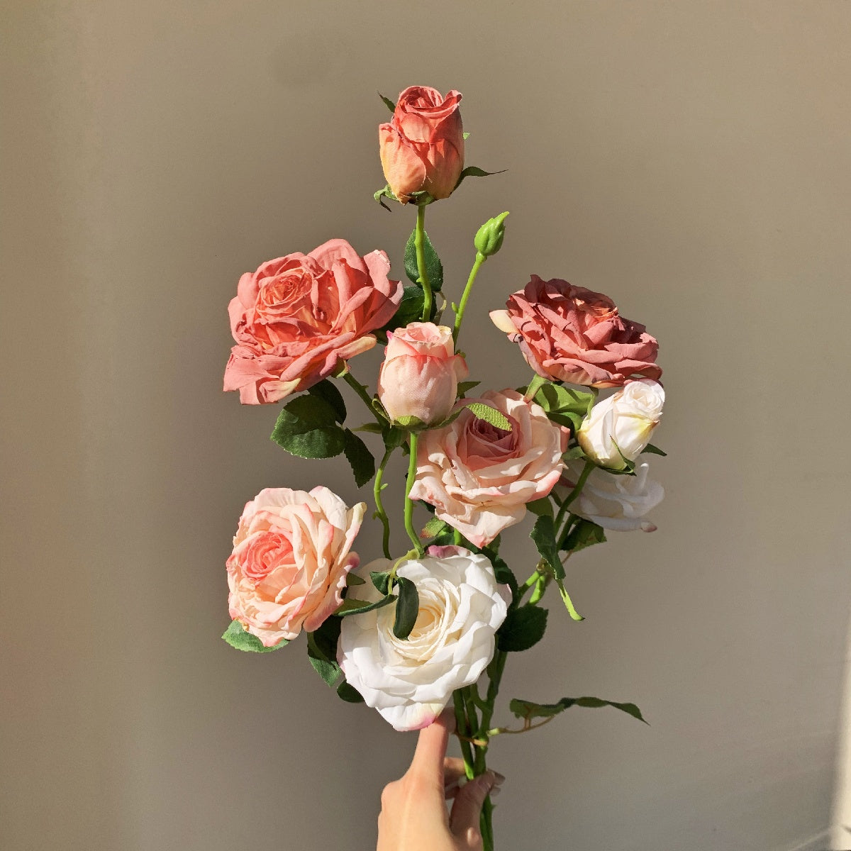 Realistic English Rose Spray | Multi-Head Faux Rose Stem for Bouquets