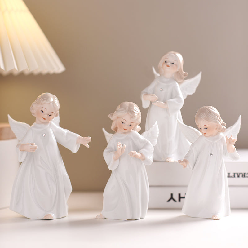 Heavenly Choir Porcelain Angel Figurines | Set of 5 Collectible Cherubs