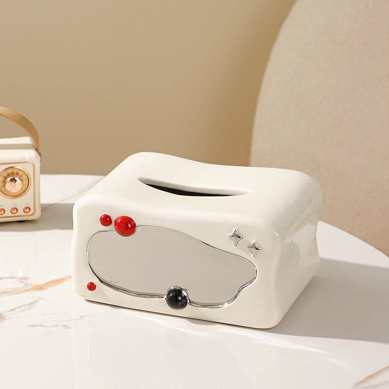 Retro TV Ceramic Tissue Box Cover | Vintage Space Age & Funky Decor