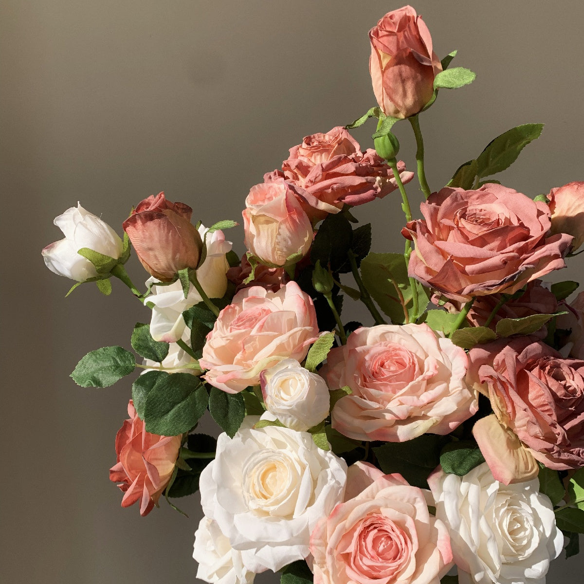 Realistic English Rose Spray | Multi-Head Faux Rose Stem for Bouquets