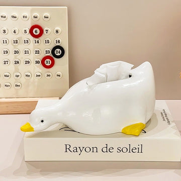 Goofy Goose Ceramic Tissue Box Cover | Funny & Quirky Desk Accessory