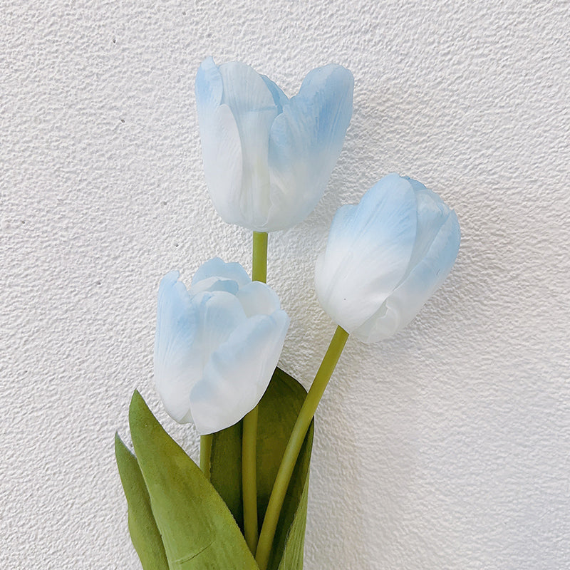 Real Touch Ombre Tulip Stems | Lifelike Blue & White Faux Flowers