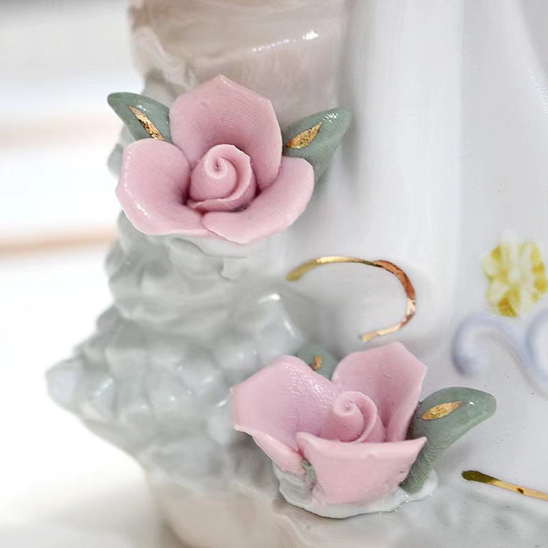 Romantic Lady with Rabbit Porcelain Figurine | Hand-Painted Classical Statue