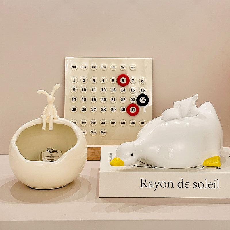 Goofy Goose Ceramic Tissue Box Cover | Funny & Quirky Desk Accessory