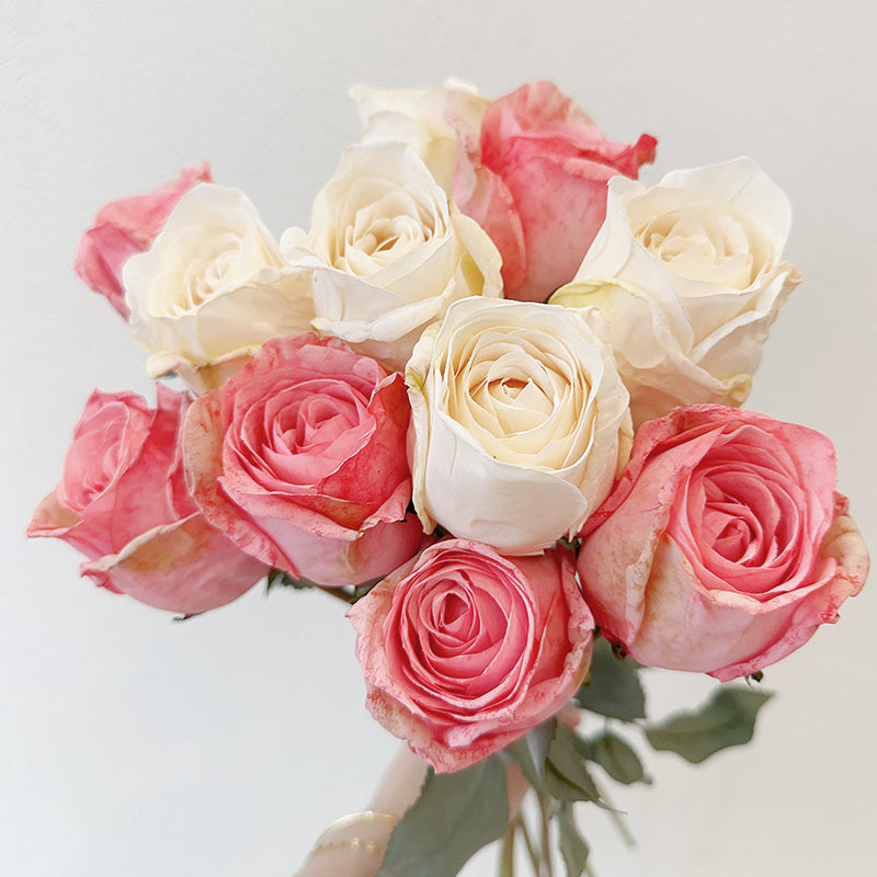 Realistic Burnt Edge Faux Rose | Single Stem Vintage Style Decor