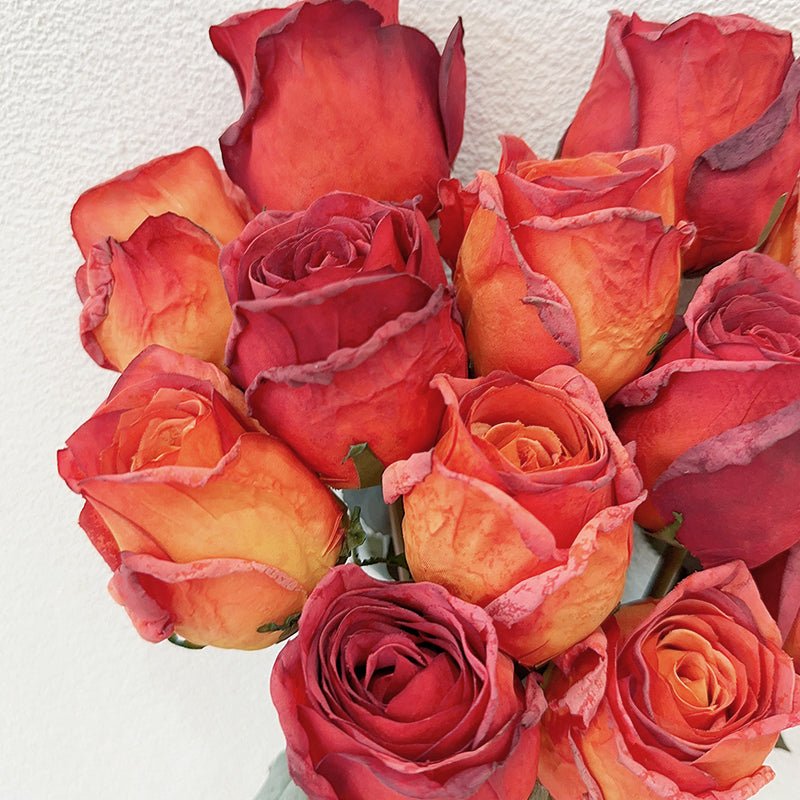 Realistic Burnt Edge Faux Rose | Single Stem Vintage Style Decor