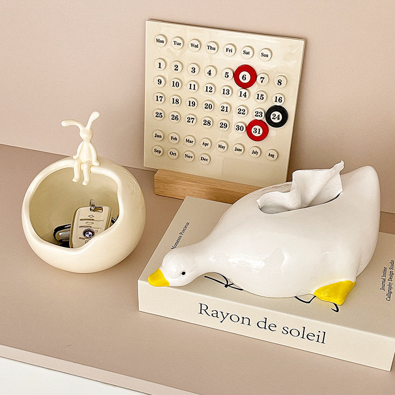 Goofy Goose Ceramic Tissue Box Cover | Funny & Quirky Desk Accessory