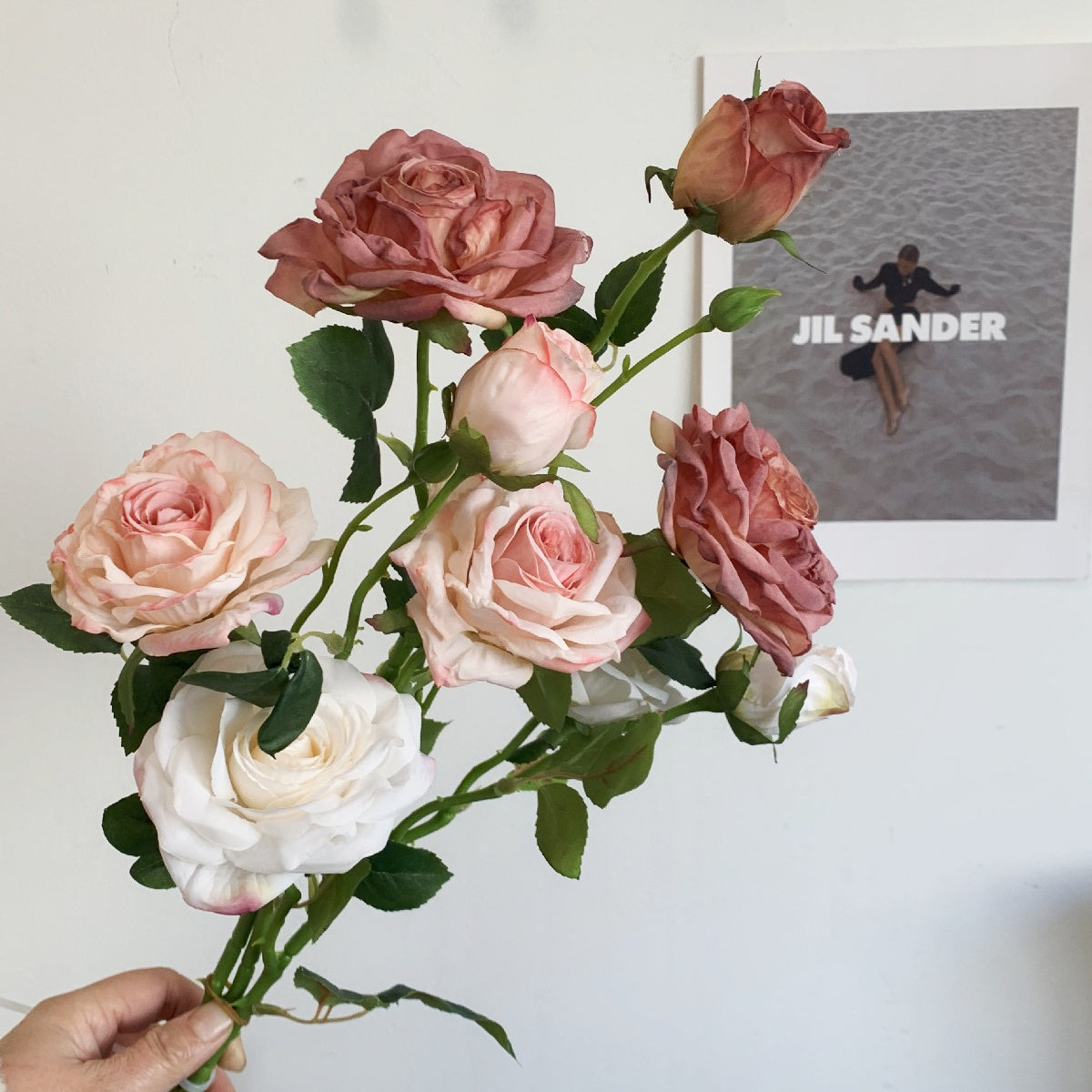 Realistic English Rose Spray | Multi-Head Faux Rose Stem for Bouquets