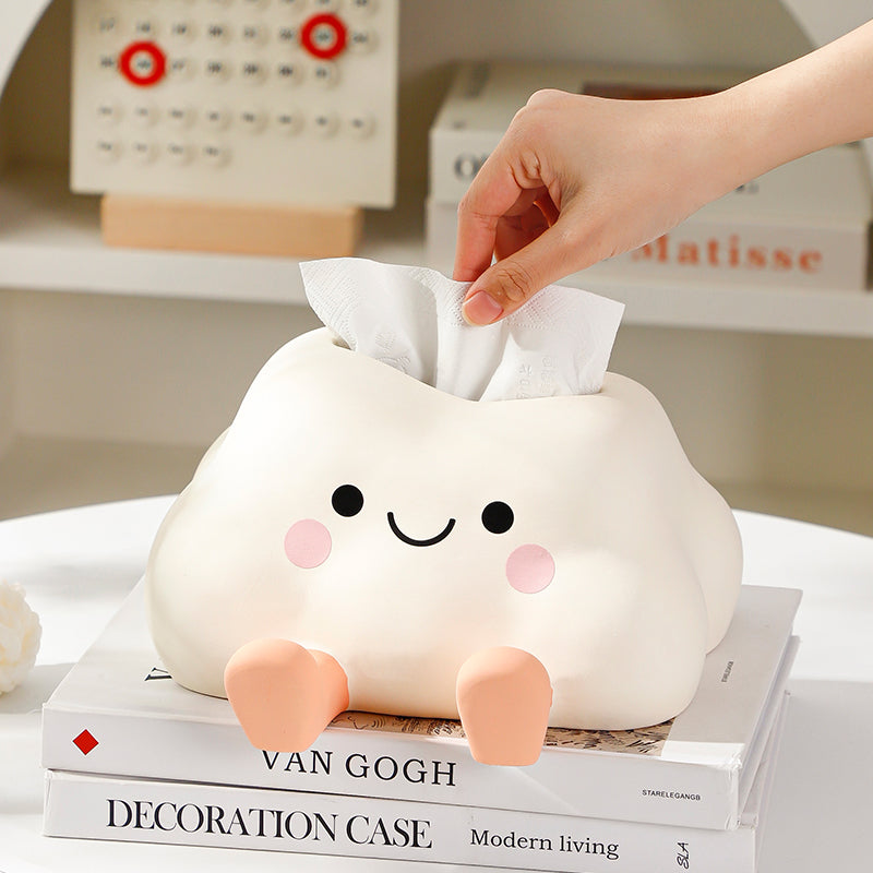 Cute Cloud Tissue Box Cover with Phone Stand | Kawaii Desk Accessory