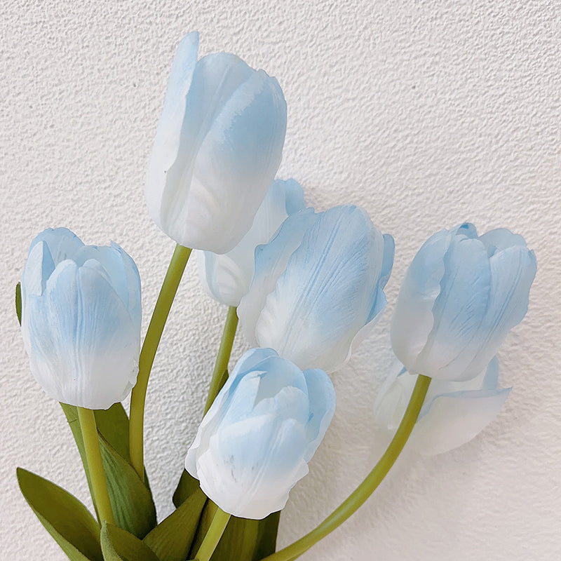 Real Touch Ombre Tulip Stems | Lifelike Blue & White Faux Flowers