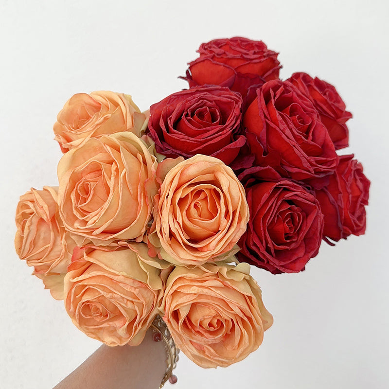 Realistic Real Touch Garden Rose Bouquet | Set of 6 Faux Stems for Decor