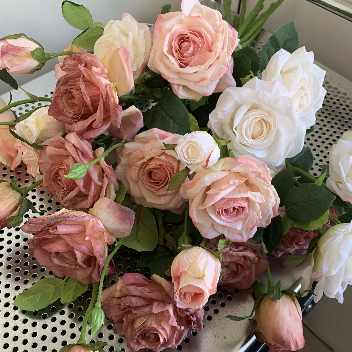 Realistic English Rose Spray | Multi-Head Faux Rose Stem for Bouquets
