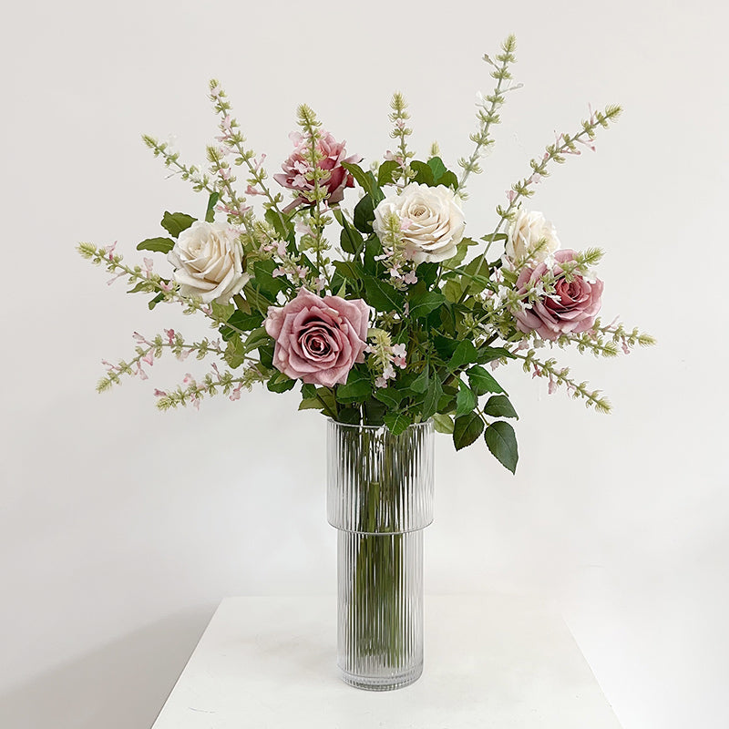 Realistic Vintage English Rose | Faux Stem with Reflexed Petals