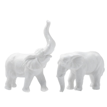Lucky White Elephant Figurines - Minimalist Porcelain Decor