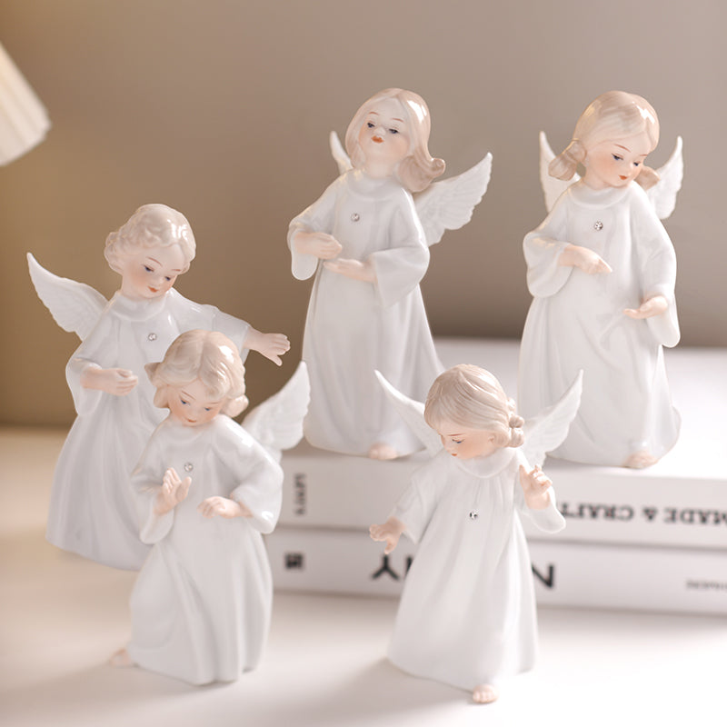 Heavenly Choir Porcelain Angel Figurines | Set of 5 Collectible Cherubs