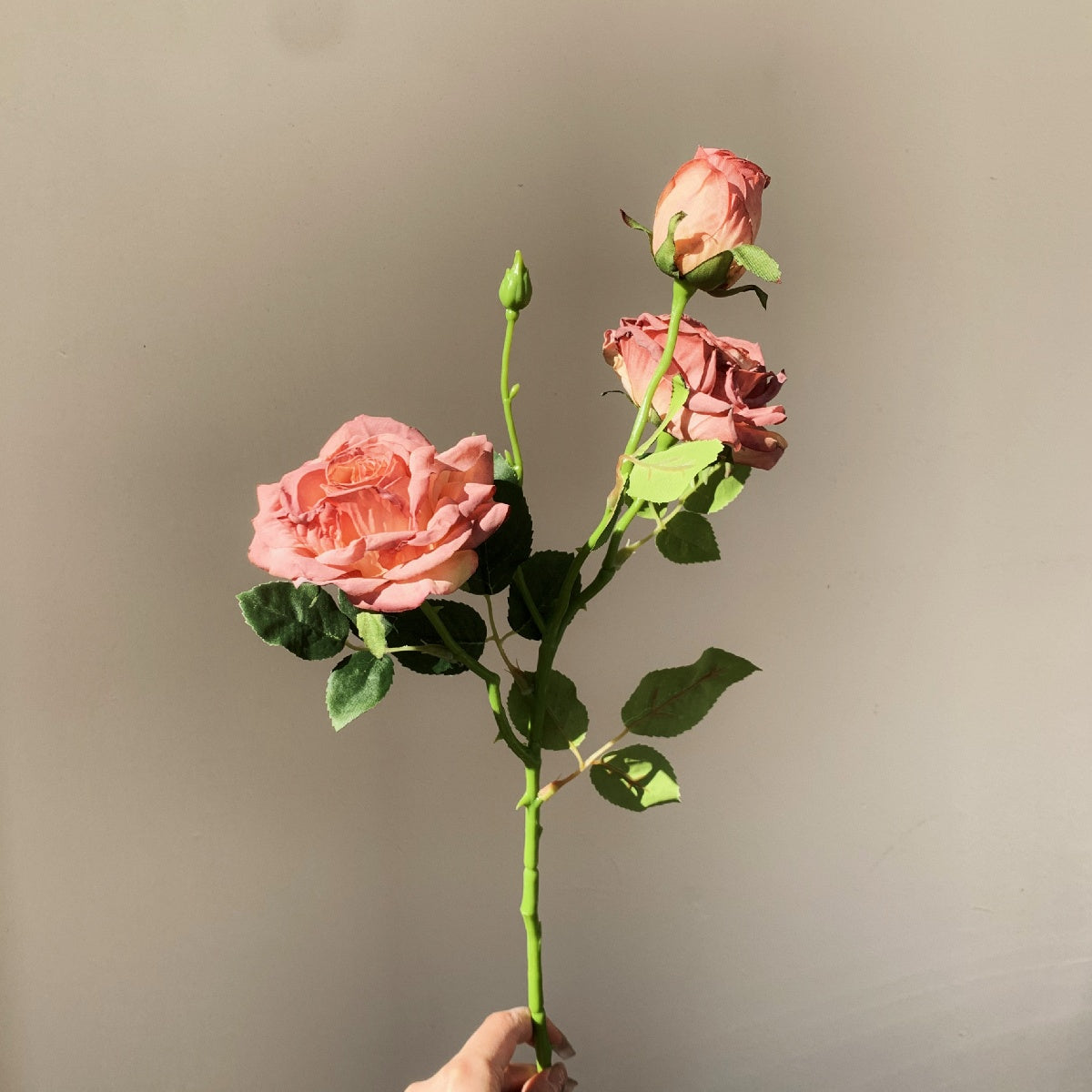 Realistic English Rose Spray | Multi-Head Faux Rose Stem for Bouquets
