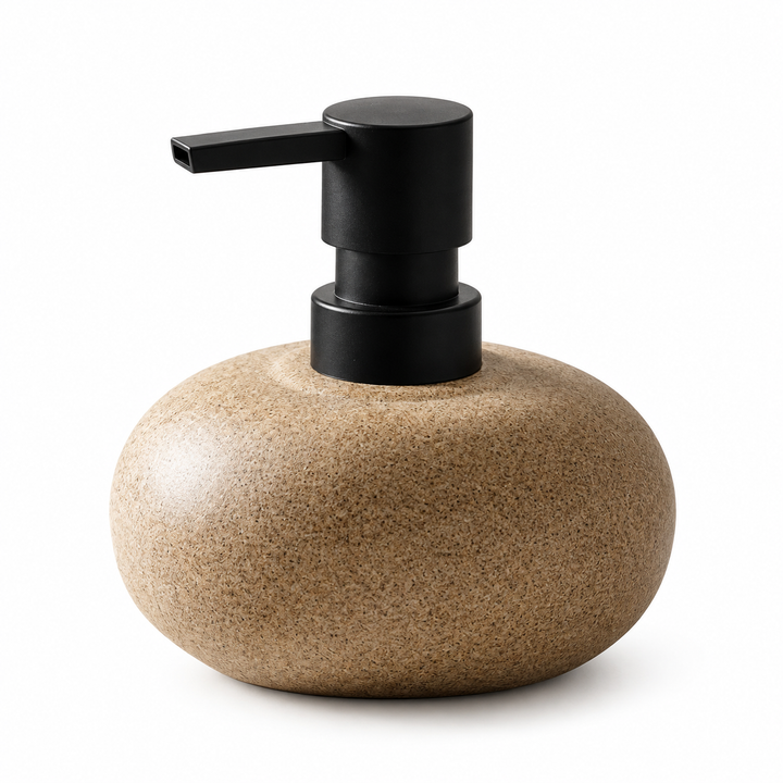 Zen Pebble ceramic soap dispenser on a white background.