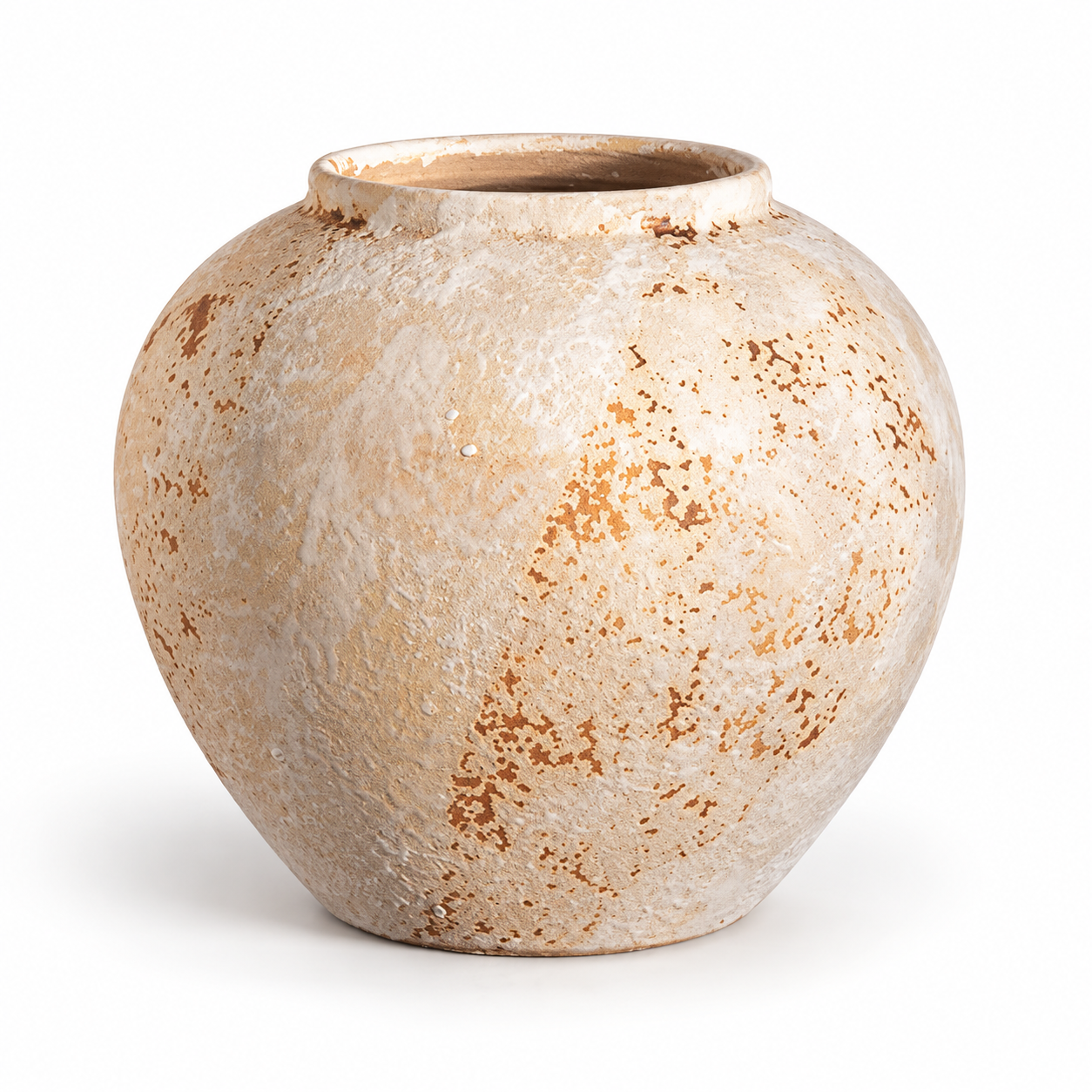 Rustikale Keramikvase im Wabi-Sabi-Stil mit mediterraner Patina – Ceramic Aura