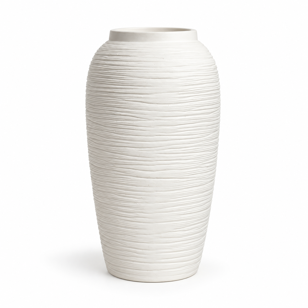 Hohe handgravierte weiße Vase