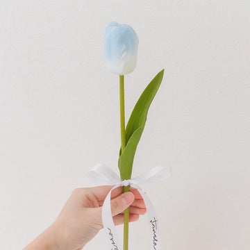 Real Touch Ombre Tulip Stems | Lifelike Blue & White Faux Flowers
