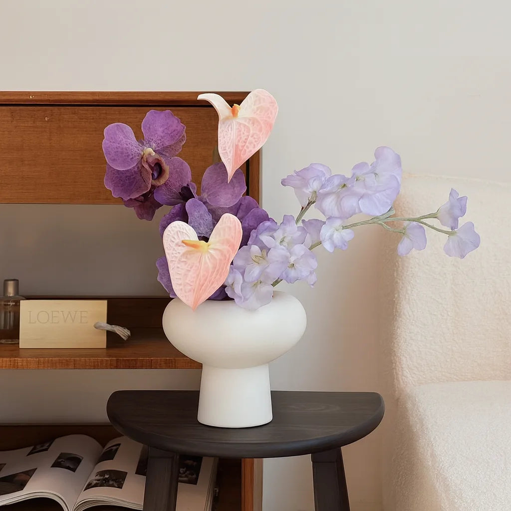 Luxury Faux Orchid & Anthurium Bouquet | Realistic Purple & Lilac Floral Arrangement