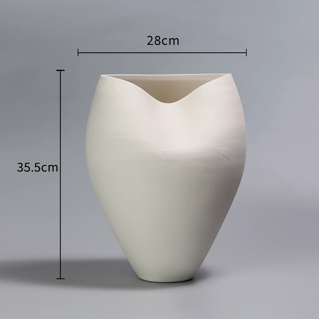 Large Sculptural Organic Form Vase | Matte White Bisque Ceramic for Modern Decor