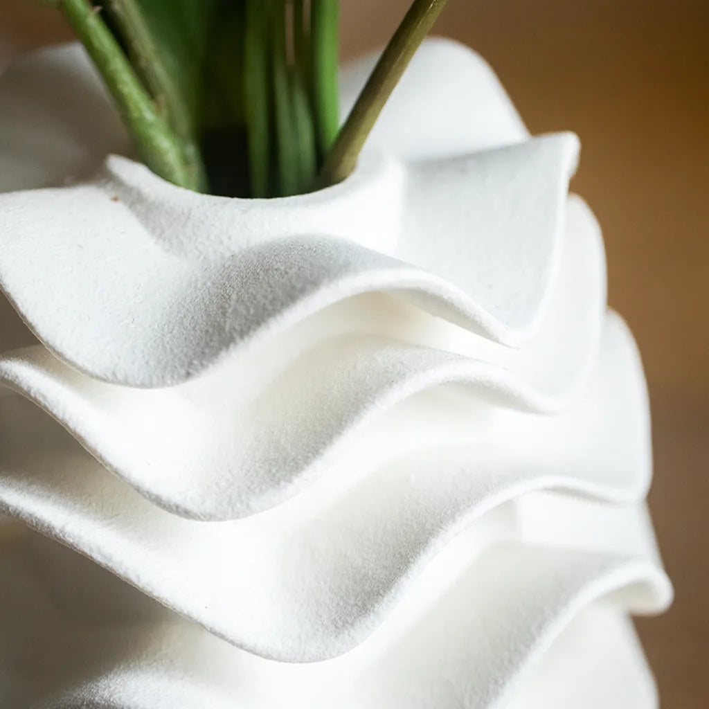 Wavy Sculptural Ceramic Vase | Modern Ribbon Vase for Minimalist & Avant-Garde Decor