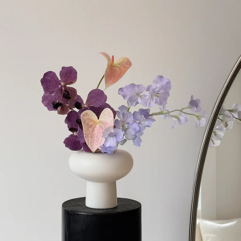 Luxury Faux Orchid & Anthurium Bouquet | Realistic Purple & Lilac Floral Arrangement