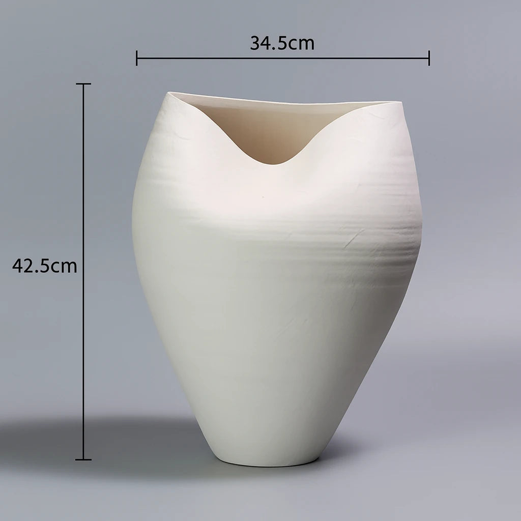 Large Sculptural Organic Form Vase | Matte White Bisque Ceramic for Modern Decor