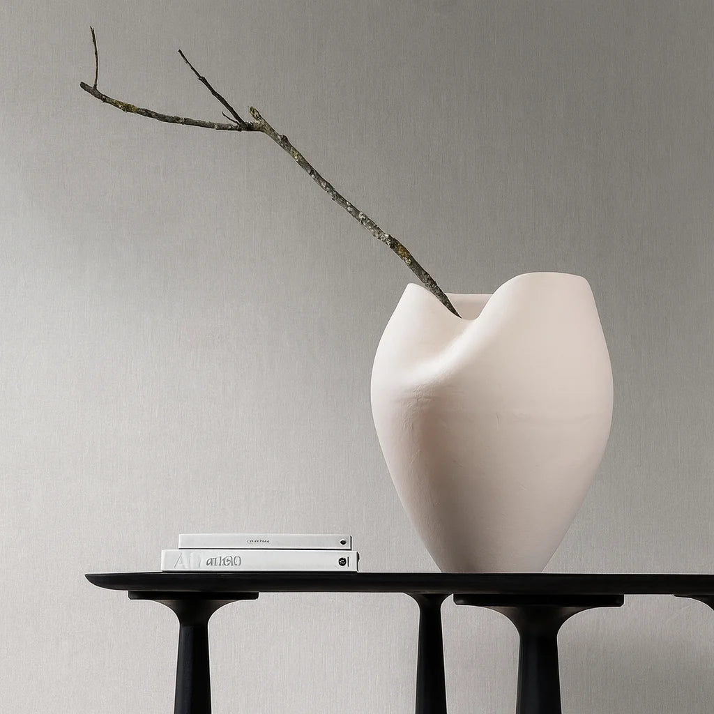 Large Sculptural Organic Form Vase | Matte White Bisque Ceramic for Modern Decor
