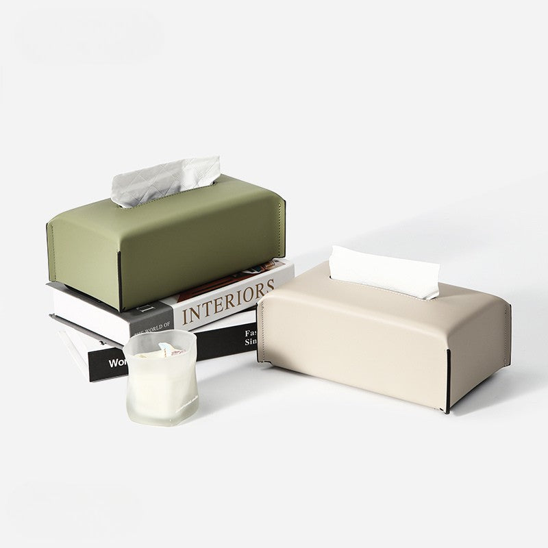 Modern Tailored Leather Tissue Box