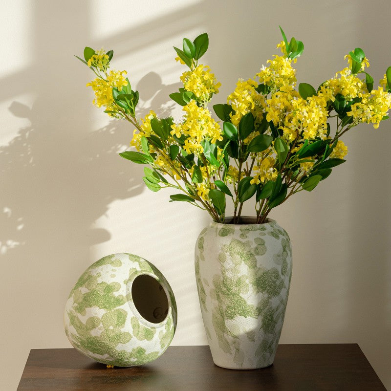 "Moss Garden" Green Splatter Vase | Artisan Wabi-Sabi Decor