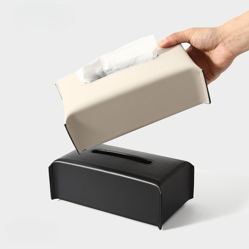 Modern Tailored Leather Tissue Box