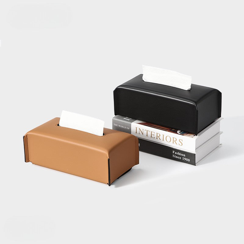 Modern Tailored Leather Tissue Box