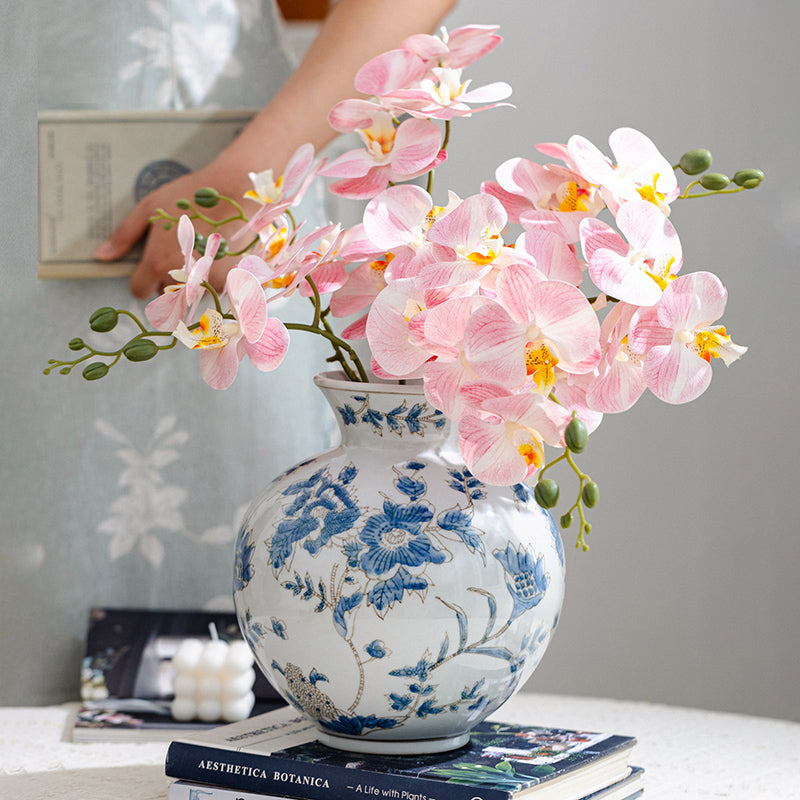 Luxury Gilded Chinoiserie Vase | Blue & White Porcelain Decor