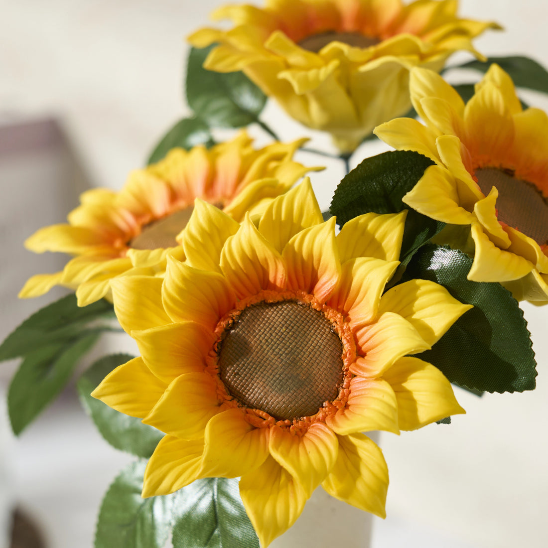 "The Sunshine Bouquet" Set | Handcrafted Porcelain Sunflowers in Ceramic Vase