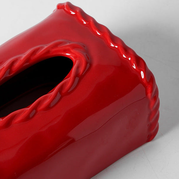 Braided Edge Ceramic Tissue Box Cover | Classic Preppy Decor