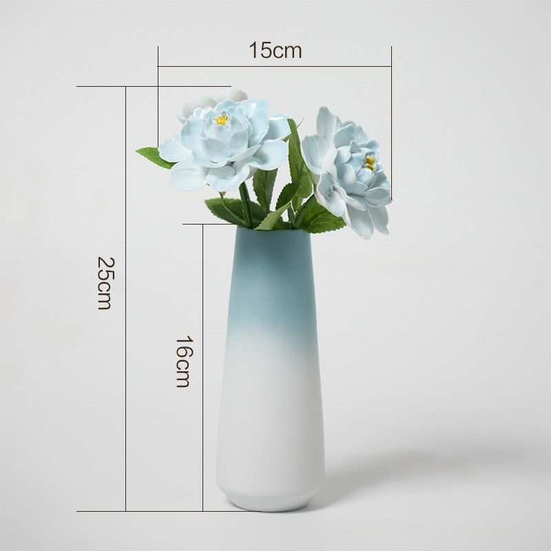 "The Sky Blue Peony" Set | Handcrafted Porcelain Flowers in Ceramic Vase