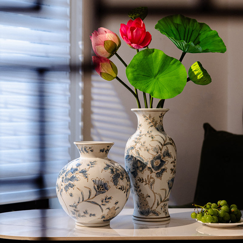 Luxury Gilded Chinoiserie Vase | Blue & White Porcelain Decor
