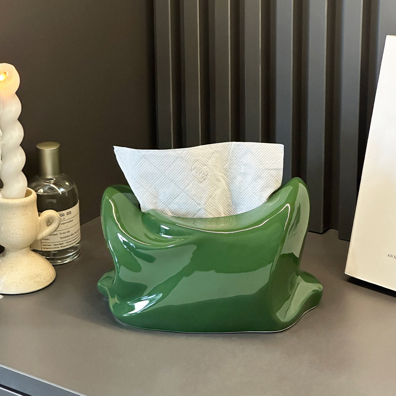 Ceramic Pillow Tissue Box Cover | Soft-Look Sculptural Decor