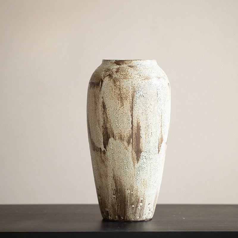 Rustic Cream Wabi-Sabi Vase | Artisan Reactive Glaze Pottery