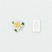 Grande fleur de lotus – Accent jaune doré près d’une plaque d’interrupteur pour l’échelle