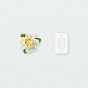 Grande pivoine ondulée – Accent jaune doré près d’une plaque d’interrupteur pour l’échelle